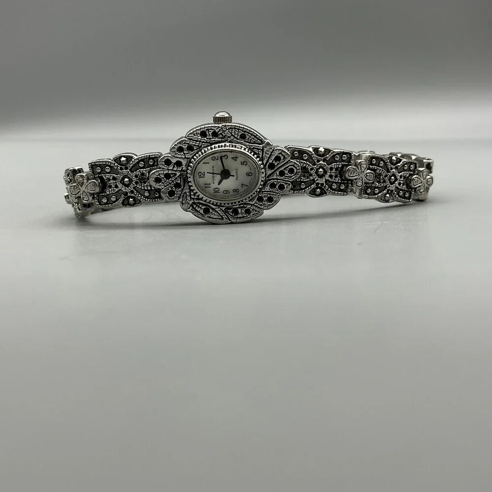 Avenue Womens Watch 18mm MOP Dial Silver Tone Bracelet Marcasite New Battery 7